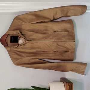Therapy Tan Faux Leather Jacket Size Medium